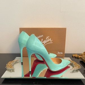 💙💚Louboutin Pigalle 100 Patent Opaline